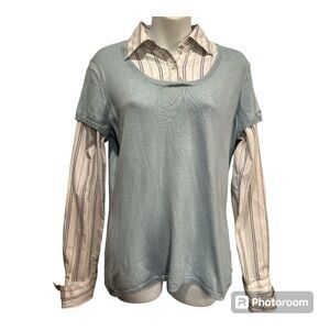 Worthington v neck sweater w built in blouse size medium